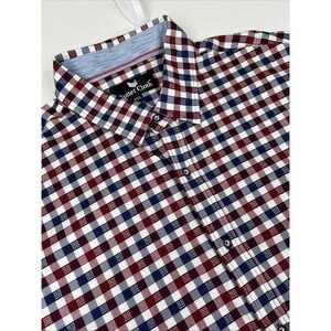 Butter Cloth Blue Red Multi Cotton Button Front Long Sleeve Checkered Shirt 3XL